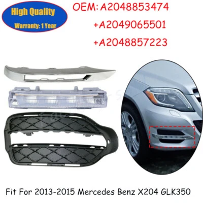 3pcs Right Front Fog Driving Light ASSY For Mercedes Benz X204 GLK350 2013-2015 - Image 1 of 4