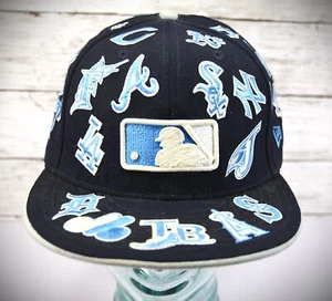 NEWERA 59FIFTY50 MLB Negro Ajustado Bordado Sombrero TODOS LOS 30 EQUIPOS Logo Sombrero 7 3/4 - Imagen 1 de 6