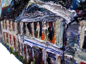 36 x 18" ORIGINAL OIL█PAINTING█IMPRESSIONIST█ARt SIGNED CITY BUILDINGS '24 NYC - Picture 1 of 23