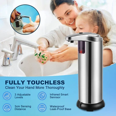 Stainless Steel Touchless Soap Dispenser - 3-Level IR Sensor, Automatic - Image 1 of 4