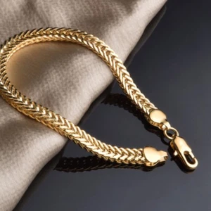 Brazalete enchapado en oro 18K para mujeres hombres hueso de serpiente cadena de moda brazalete joyería - Imagen 1 de 8
