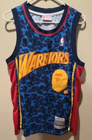 Bape x Mitchell Ness Golden State Warriors Stephen Curry Basketball Jersey #93 Cover