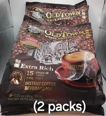OLD TOWN WHITE COFFEE 3 EN 1 CAFÉ INSTANTÁNEO EXTRA RICO (15 PALOS X 2) ENVÍO GRATUITO Foto 1 de 2