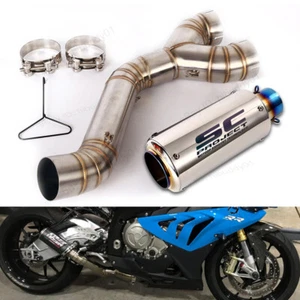For BMW S1000RR 2010-2014 S1000R 2010-2016 Exhaust Link Pipe 61mm Muffler Tips - Picture 1 of 12