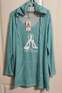 Dog Is Good Women's Teal Yoga Tunic Hoodie Dog Is My Zen XL - Picture 1 of 12