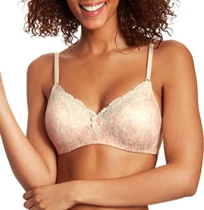 Maidenform Comfort Devotion Ultimate Lace Wireless Bra 09456 Peach Swirl Sz.34D - Picture 1 of 12