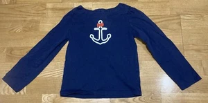 Girls Janie and Jack Navy Anchor Top Size 6 EUC - Picture 1 of 6