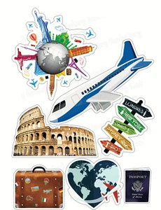 Reise Tortenbild Aufleger Party Deko Muffin Geschenk Au-Pair Auswandern essbar - Bild 1 von 11