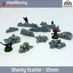 15 mm Junk Pfähle & Wände UNBEMALT Tischplatte Scatter Gelände Set Landschaft Sci-Fi - Bild 1 von 5