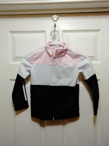 Adidas Sz 6X Girls Track Athletic Jacket Pink/Black/White Full Zip - Picture 1 of 6