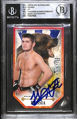 KHABIB NURMAGOMEDOV SIGNED AUTO'D 2014 TOPPS UFC BLOODLINES DIE CUT CARD BAS COA - Image 1 of 3