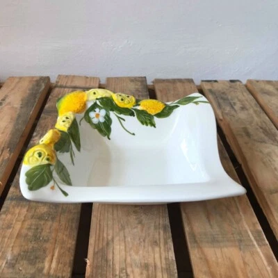 BASSANO KERAMIK QUADRATISCH SCHÜSSEL 14 CM ZITRONE MOTIV AUS ITALIEN NEU - Bild 1 von 4