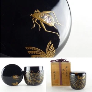 Lackierter Natsume Tee Caddy Behälter mit Box H3 Zoll Iwakura Ryukoho Japan antik - Bild 1 von 9