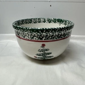 Furio Home Christmas Tree 6” ALL PURPOSE BOWL Holiday Green Sponge Rim Italy - Picture 1 of 8
