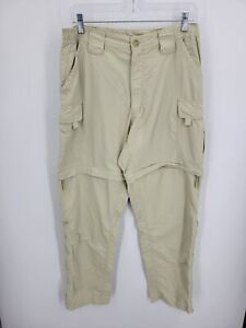 World Wide Sportsman Pants Mens 32 Tan Convertible Zip Off Shorts Cargo Pockets