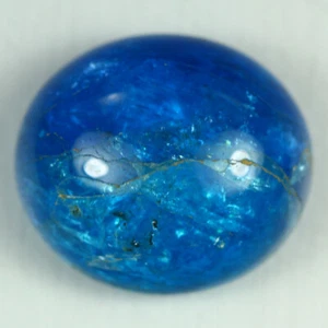 17.600 Cts AMAZING ROYAL NEON BLUE COLOR 100% NATURAL APATITE OVAL CABOCHAN GEM - Picture 1 of 1