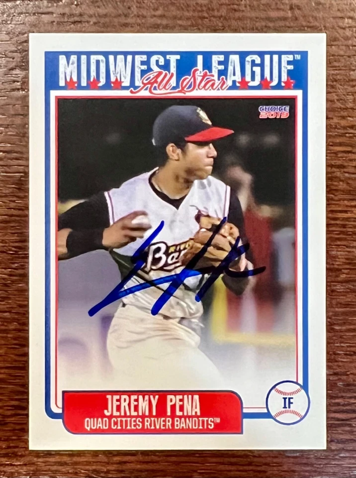 JEREMY PENA Signed 2019 Midwest League All Star Card 2022 World Series MVP - Image 1 of 2