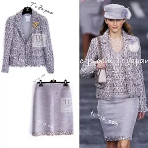 CHANEL 04A Gray Lavender Multi Tweed Jacket Skirt Suit 38 US6 Karl Lagerfeld - Picture 1 of 24