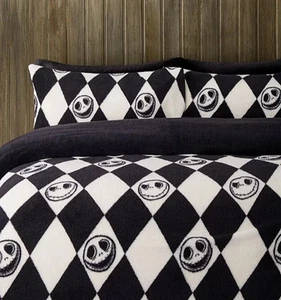 Nightmare Before Christmas Jack Teddy Fleece Duvet Cover Set Harlequin Single - Picture 1 of 7