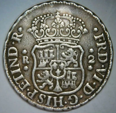 1756 LmJm__ 2 Real Silver__Peru__Ferdinand VI, Silver, Two - Image 1 of 2