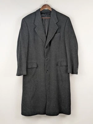 VINTAGE Hart Schaffner Marx Loro Piana Overcoat Mens 40R Charcoal Gray Classic - Image 1 of 4