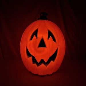 Riesige Jack-O-Lantern Kürbis Blasform beleuchtet sehr lebendig 24” x 18” Vintage USA - Bild 1 von 8