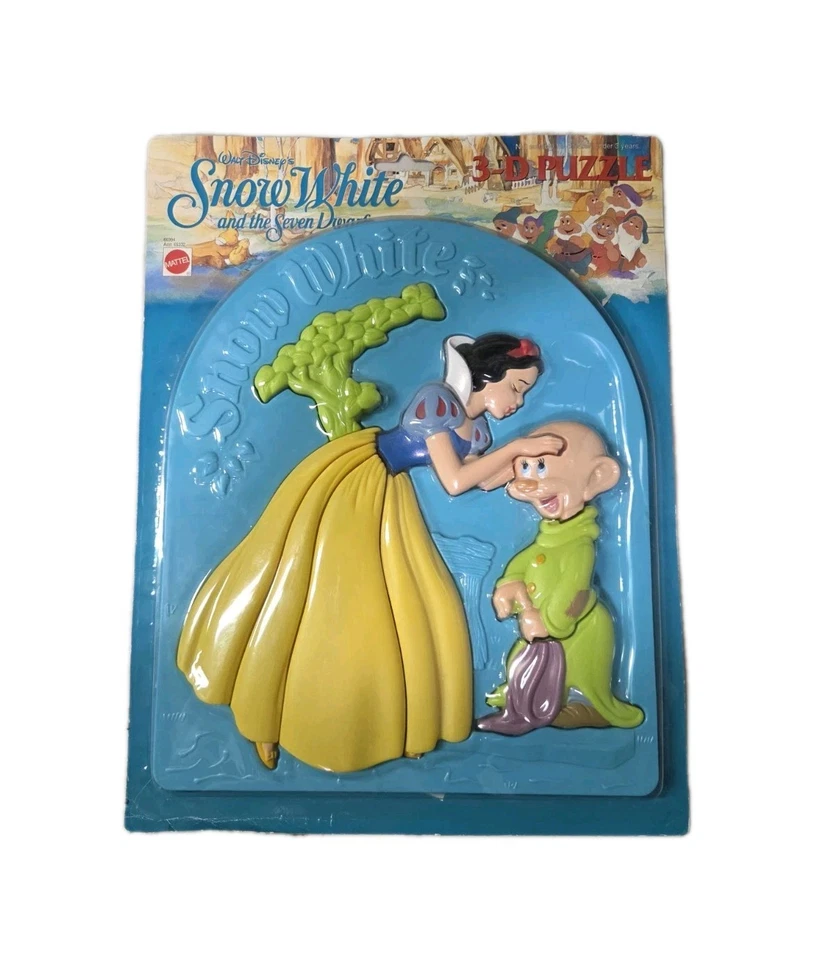 Large VINTAGE Disney's Snow White w/Dopey 3D Puzzle MATTEL NIP - Image 1 of 4