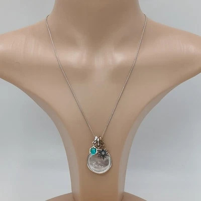 Kendra Scott Capricorn Necklace 28in Slide Silver Tone Zodiac Medallion Blue Gem - Image 1 of 4