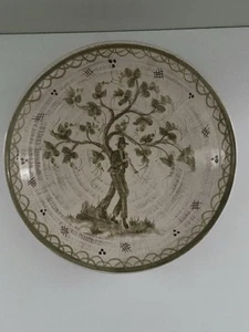 Vintage Ulmer Keramik Green Decorative Bowl Folk Art Man with Horn Germany - Picture 1 of 10