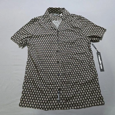 Karl Lagerfeld Paris Camp Shirt small Geometric Print Classic Fit Button Down - Image 1 of 4