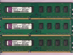 6GB 3x2GB PC3-10600 DDR3-1333 KINGSTON HP497157-C01-ELDW Desktop Ram Memory Kit - Picture 1 of 2