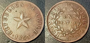 Chili - Republic - 1 Centavo 1853 ! KM# 127 - Picture 1 of 1