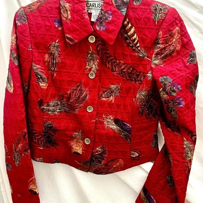 Chaqueta de Colección Carlisle Recortada Acolchada Mezcla de Lana de Seda Estampado de Plumas Foto 1 de 4