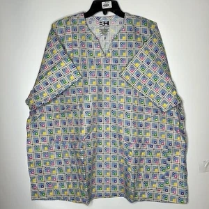 NWT Beverly Hills Uniforms Scrubs 4X PLUS SIZE - Blue Squares - Picture 1 of 8