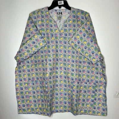 NWT Beverly Hills Uniforms Scrubs 4X PLUS SIZE - Blue Squares - Image 1 of 4