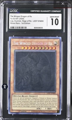 The Winged Dragon of Ra Yugioh 2020 LED7-EN000 Ghost Rare 1st CGC 10 Gem Mint - Image 1 of 4