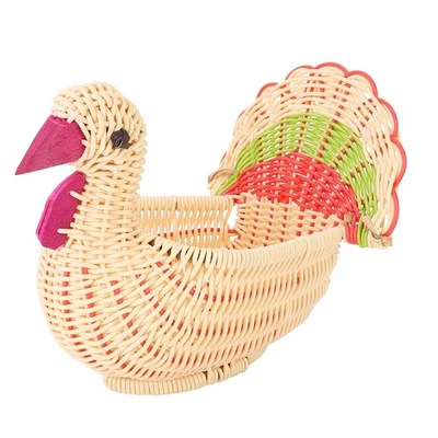 Cute Desktop Mini Turkey Shape Storage Basket HandWoven Basket Home XG - Image 1 of 4