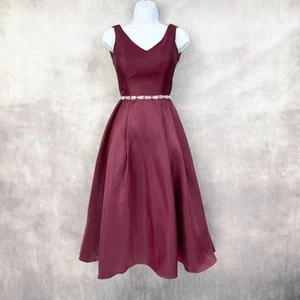 Oleg Cassini Dress Womens 0 Semi Formal Cocktail Party Fairy Glam Cranberry Red - Picture 1 of 8