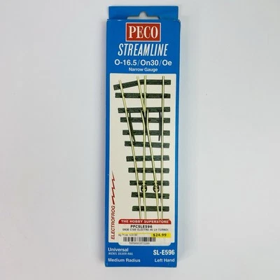 Peco Streamline On30 Narrow Gauge Medium Radius Train Track LEFT HAND SL-E596 - Image 1 of 4