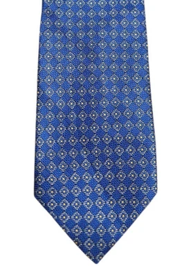 Richel 100% Silk Mens Tie Necktie Blue Gold Silver Diamonds - Image 1 of 4