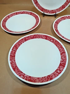Corelle Rot Bandhani 10 1/4" Essteller Menge 4 USA - Bild 1 von 9