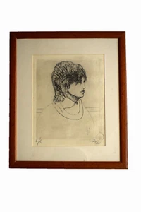 Acquaforte etching gravure 1981 ITALO ISGRO' 50/50 ritratto - Foto 1 di 3