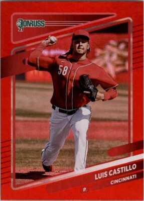 Luis Castillo 2021 Donruss Holo Red Parallel #124 Cincinnati Reds Mariners *+* - Image 1 of 2