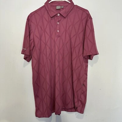 PING Mens Golf Polo Shirt Large Pink Short Sleeve Collared Stretch Sensor Cool Foto 1 de 4