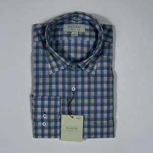 NWT HAGEN CARMEL Men's Size Large L Plaid Multicolor Cotton L/S Button Up Shirt - Picture 1 of 4