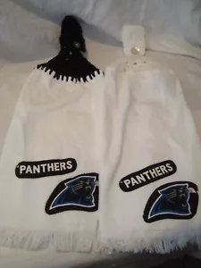 Carolina Panthers 2er Set gehäkelt handgefertigt Küche Kühlschrank Golf Bar Handtücher NEU - Bild 1 von 3