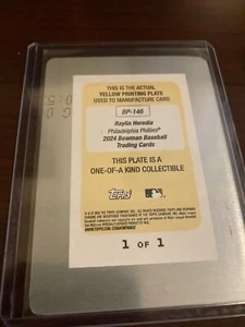 2024 Bowman Raylin Heredia gelb Druckplatte 1/1 - Bild 1 von 2