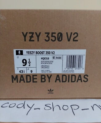 *EMPTY SHOE BOX* Adidas Yeezy Boost 350 V2 Bone size 9.5 Ivory Off-White HQ6316 - Image 1 of 4