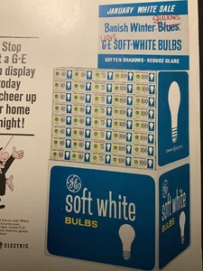 GE Soft White Leuchtmittel Vitrine Vintage Werbung General Electric Soft-White 100 - Bild 1 von 3
