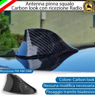 ANTENNA PINNA SQUALO CARBON LOOK PER ALFA ROMEO MITO VERA RICEZIONE RADIO - Immagine 1 di 4
